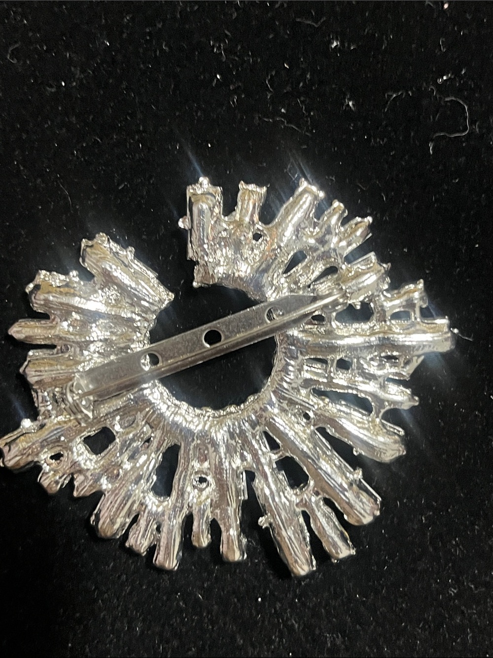 Crystal Sunburst Brooch - Silver Clear Hand Crafted - Picture 4 of 10